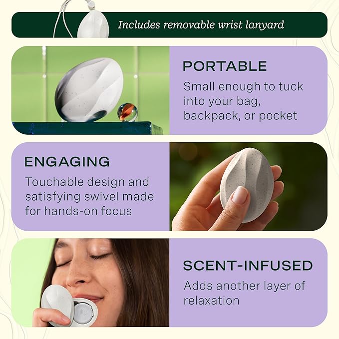 Lifelines Scent-Infused Grounding Stone & Oil Blend Gift Set - Fidgets for Tweens, Teens & Adults with Essential Oil Blend - Stocking Stuffers, White Elephant & Holiday Gifts for Christmas