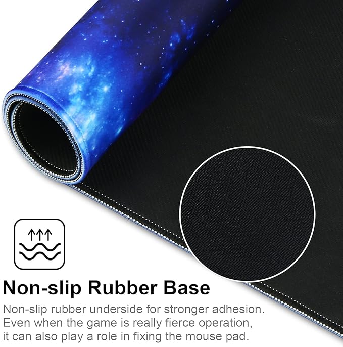 Large Gaming Mouse Pad with Stitched Edges,[27.5x11.8In] Extended Blue Space Mouse Pad with Non-Slip Natural Rubber Base for Gamer/Desktop/Office/Home 70x30 Bluespace04