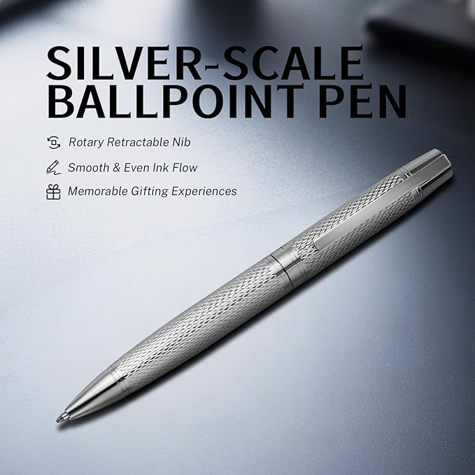 YUNCHUN Executive Pens for Men, Medium Point Ball Point Pen Set for Men Gift, Heavy Duty Ball Pen for Writing, Retractable Metal Ballpoint Pen for Journaling, Ballpoint Pen Blue Ink with Rough Lozenge