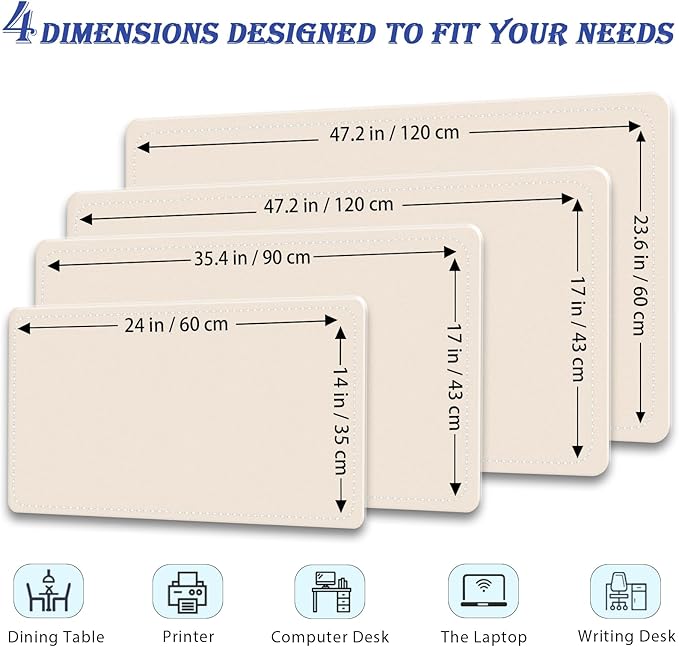 Non-Slip Desk Pad, 24" x 14" Large Mouse Pad, PU Leather Desk Mat with Suede, Laptop Desk Pad, Waterproof Keyboard Pad, Desk Blotter for Office/Home/Decor (Apricot)