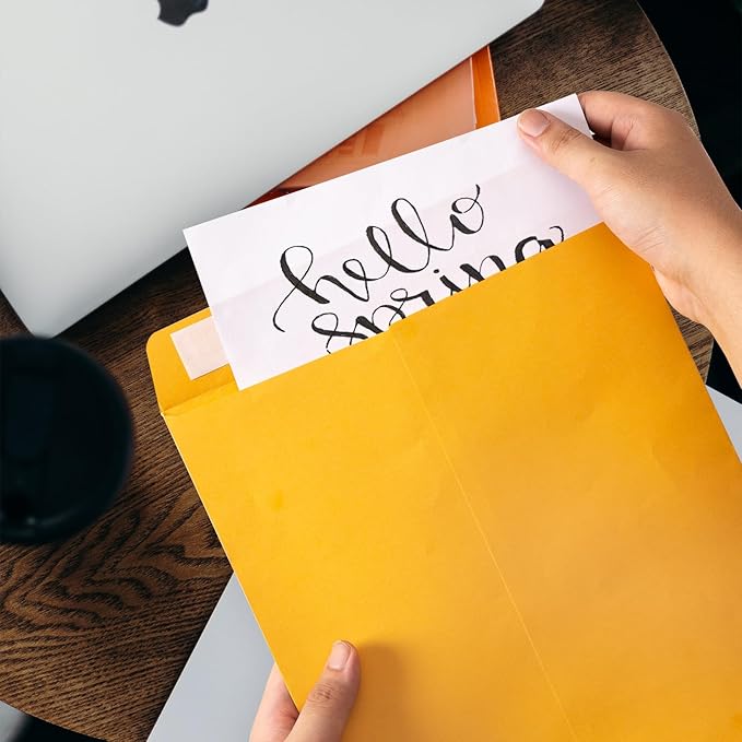 10x13 Catalog Envelopes Self Seal 100 Pack, Goefun 100GSM Paper Yellow Brown Manilla Envelopes with Peel and Seal Flap for Mailing, Organizing and Storage