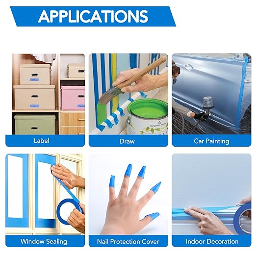 VOISEN 20 Rolls Painters Tape, Blue Painters Tape, 2 Inch Wide (1.85 in x 55 Yds), Masking Tape for Multi-Purpose, Masking Tape Bulk,DIY Artist Craft Arts, Decoration, Drafting, No Residue