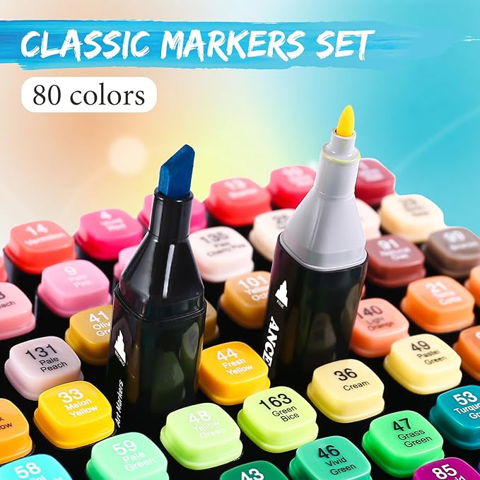80 Colors Dual Tip Alcohol Markers Set, Brush and Fine Tip Art Markers for Adults and Kids, Sketch Drawing Pens with Case for Artists Beginners