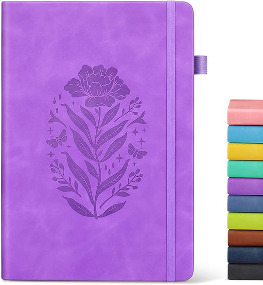Lined Journal Notebook for Women, A5 200 Pages Hardcover Leather Journals for Writing, Thick Daily Journaling, College Ruled Notebooks for Work School, Note Taking, Business 5.75'' X 8.38'' Purple