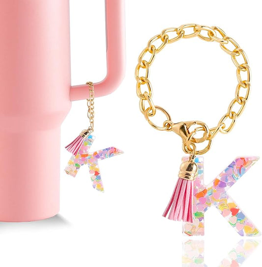 Letter Charm Accessories for Stanley Cup 1 PCS Cute Initial Keychain Handle Charm for Stanley Tumbler for Women