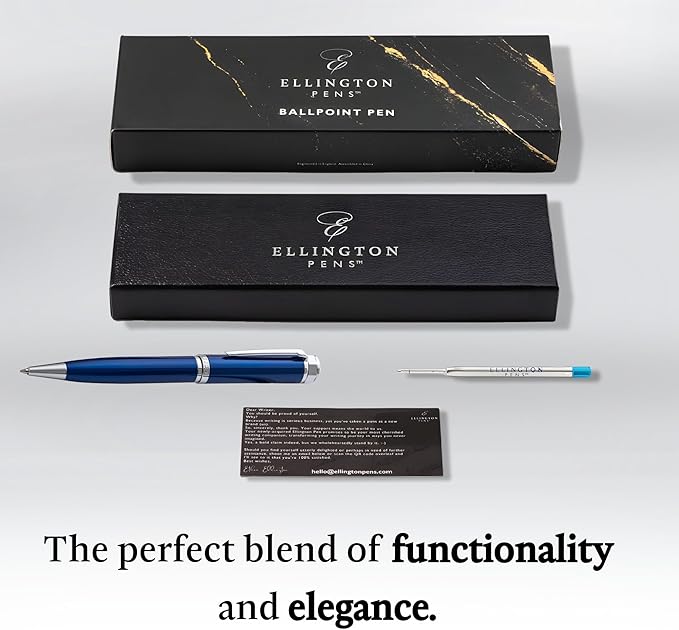 Ellington Pens Luxury Ballpoint Pen – Premium Quality, Smooth Writing Experience, Elegant Design, Includes 2 Ink Refills (Black & Blue) – Ideal for Professionals and Gift Giving