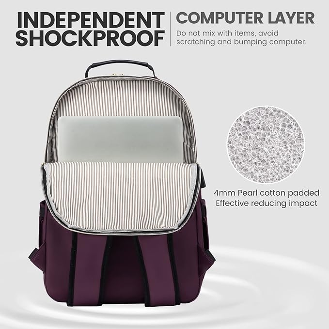 LOVEVOOK Laptop Backpack for Women 18.4 inch,Cute Womens Travel Backpack Purse,Professional Laptop Computer Bag,Waterproof Work Business College Teacher Bag Carry on Backpack with USB Port,Deep Purple