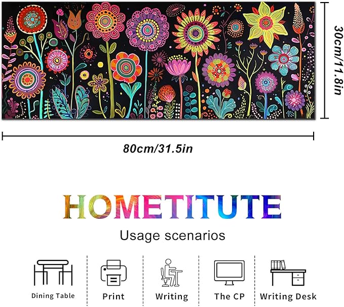 Large Mouse Pad 31.5 x 11.8 Inch Colorful Floral Desk Mat Oversized Extended Mousepad Waterproof Non Slip Rubber Base Desk Pad Keyboard Mat Computer Accessories for Office Home