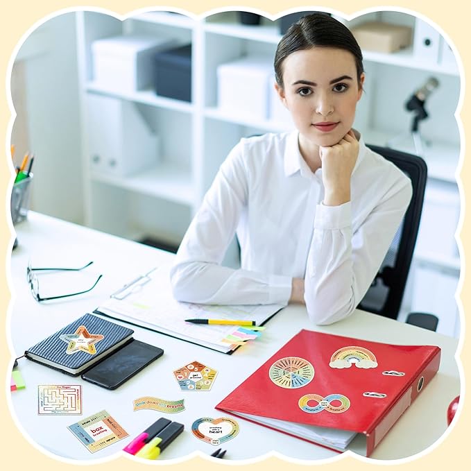 Libima 72 Pieces Anxiety Sensory Stickers Anxiety Textured Stickers Fidget Stickers Mindfulness Sticker School Counselor Supplies Adult Sensory Items Anxiety Relief, 9 Styles(Retro Color)