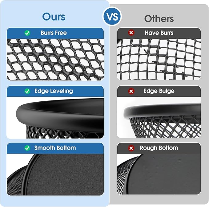 MaxGear Pen Holder, 3 Pack Pencil Holder for Desk, Premium Mesh Metal Desk Organizer with Non-Slip EVA Pad, Desk Accessories & Workspace Organizers for Home, School & Office, Black, 3.7’’ Tall