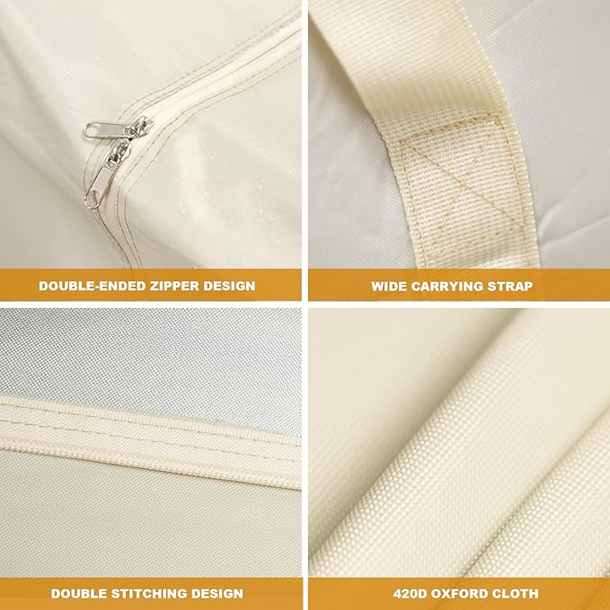 Patio Cushion Storage Bags 420D Waterproof Outdoor Storage Bag Furniture Cushion Cover Christmas Tree Storage Bag with Handles and Zipper 60"L x 20"W x 28"H Beige