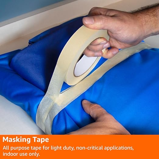 Amazon Basics Masking Tape, 0.94 inch by 180 feet, 6 Rolls, Beige