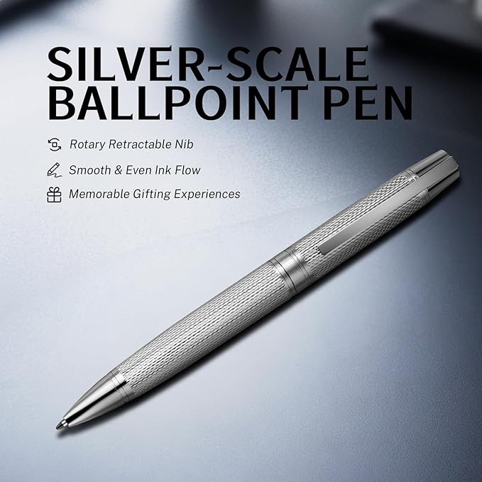 YUNCHUN Executive Pens for Men, Medium Point Ball Point Pen Set for Men Gift, Heavy Duty Ball Pen for Writing, Retractable Metal Ballpoint Pen for Journaling, Ballpoint Pen Blue Ink with Fine Lozenge