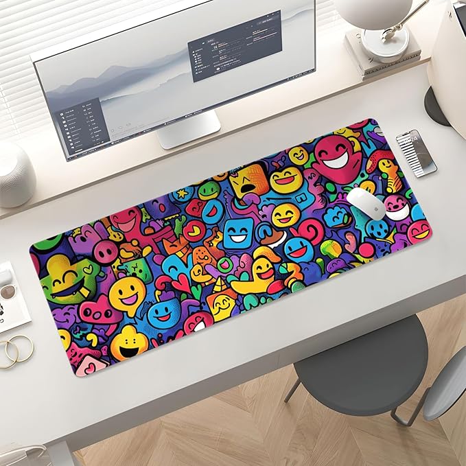 Mousepad Desk Mat Gaming Large Keyboard Cute Office Desktop Computer Laptop XXL Long Big Kawaii Aesthetic Girly Pretty Design Women Girl Gamer Oversized Wide 30x12'' Mousepad, Color Face