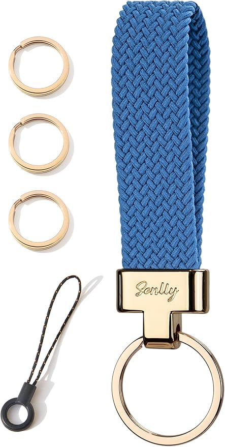 SENLLY Car Keychain, Stretchy Key Holder, Original Elastic Anti-Drop Design Finger Lanyard Strap