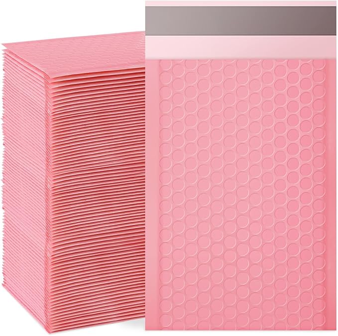 packbabol Bubble Mailers, 4x7 Inch Padded Bubble Mailers Pack of 100 Bubble Envelopes Opaque Self Seal Adhesive Waterproof Bags for Shipping and Packaging (Pink, 4x7-100)