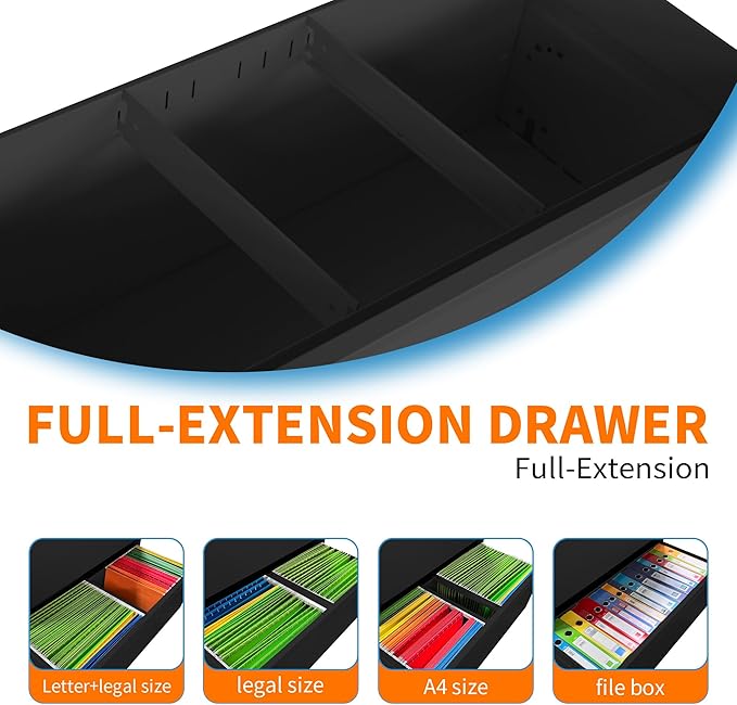 Lateral File Cabinets 2 Drawer,Metal Lateral Filing Cabinet for Home Office,Wide Steel Storage Commercial Drawer Cabinet for Legal/Letter/A4 Size Assembly Required