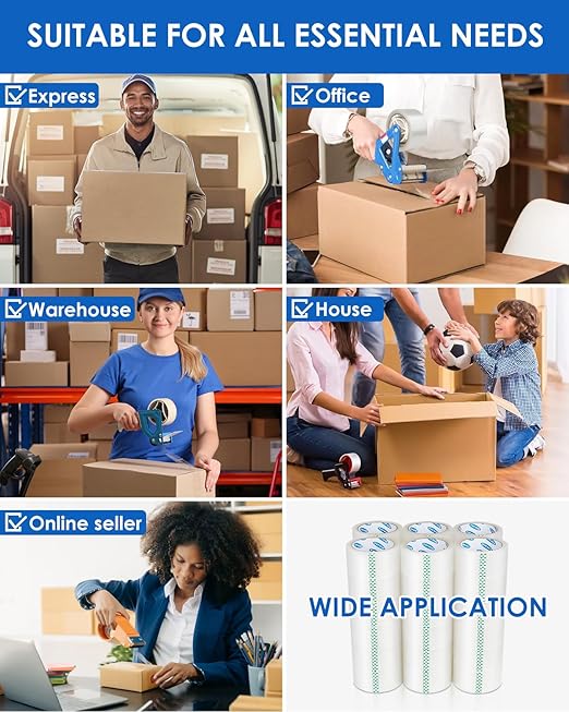 Packing Tape, 36 Rolls Clear, 2 Inches Wide, 60 Yards Per Roll, for Shipping, Packaging, Moving & Sealing