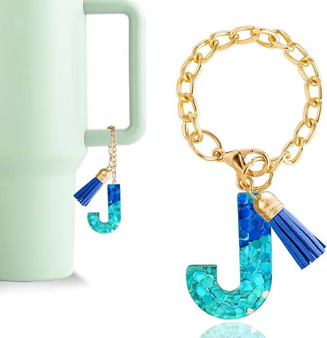 Letter Charm Accessories for Stanley Cup 1 PCS Cute Initial Keychain Handle Charm for Stanley Tumbler for Women