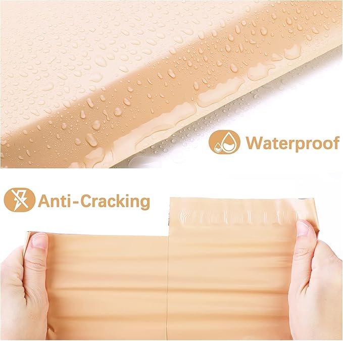 Metronic Poly Mailers 12x15.5 Pastel Beige Brown, 500 Pack, Large Self-Seal Shipping Bags for Clothing, Clothes, Small Business, Packaging Bags, Mailing Bags, Custom Designer Poly Mailers