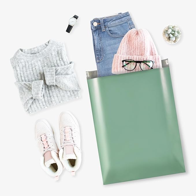 Metronic Large Poly Mailers 19x24 100Pcs, Strong Adhensive Shipping Bags for Clothing, Waterproof Mailers Bags for Small Business, Shipping Envelopes, Tear-resistant Packing Bags in Grayed Jade Green