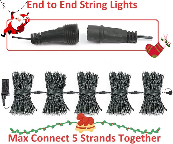 OZS Connectable Red and White Christmas String Lights, 2Pack Total 164FT 400LED Christmas Lights for Outdoor/Indoor, Plug in Tree Lights with 8 Modes, String Lights for Christmas Decorations Holiday