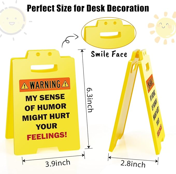 MBL Funny Team Office Gifts - MY SENSE OF HUMOR MIGHT HURT YOUR FEELINGS! Funny Fun Gag Desk Sign Cubicle Decor for Coworker Teammate Employee Boss Birthday Christmas White Elephant Under 10 Dollar