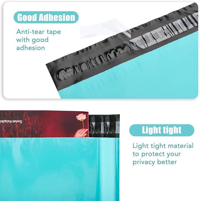 Metronic Poly Mailers 12x15.5 100 Pack Teal, Medium Size Shipping Bags for Clothing, Strong Self-Seal Mailers Poly Bags Shipping Envelopes, Thick Mailing Bags Package Bags bulk for Small Business