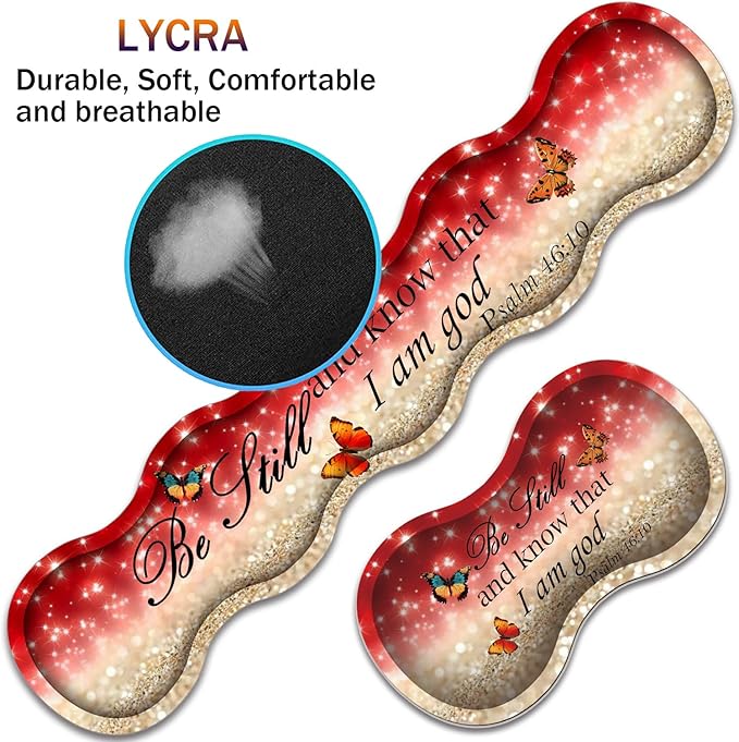 Large XXL Gaming Desk Mat 31.5"x 11.8", Ergonomic Keyboard Wrist Rest & Mouse Pad Wrist Rest + Coaster Set, Non-Slip Base, Memory Foam, Office and Home, Christian Psalm 46:10