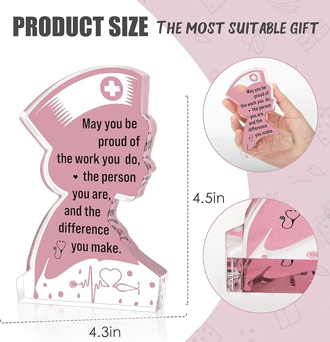 Nurse Gifts Nurses Week Gifts for Women RN Nurses Appreciation Cool Female Nurse Day Graduation Christmas Birthday Retirement Gift for Nurse Centerpieces Nursing Acrylic Plaque Keepsakes Desk Decor