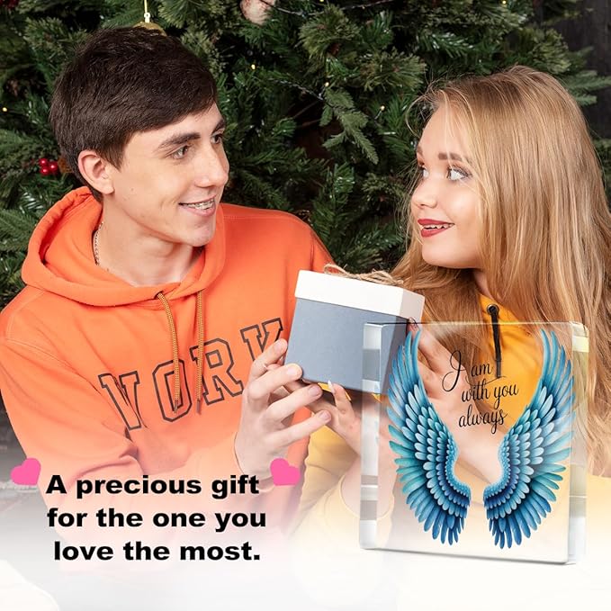 Memorial Gifts for Loss of Loved One, Angel Wing Bereavement Grief Acrylic Plaque, Sympathy Gifts for Loss Of Husband Wife Mom Dad, Condolence Remembrance Desk Decorative Signs for Home Living Room