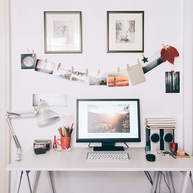 GLOBE Electric 52847 31.5 Inch Swing Arm Clamp-On White Desk Lamp with Nickel Accents, On/Off Rotary Switch, Book Reading Light, Home Essentials, Office Décor, LED Bulb Compatible (Pack of 6)