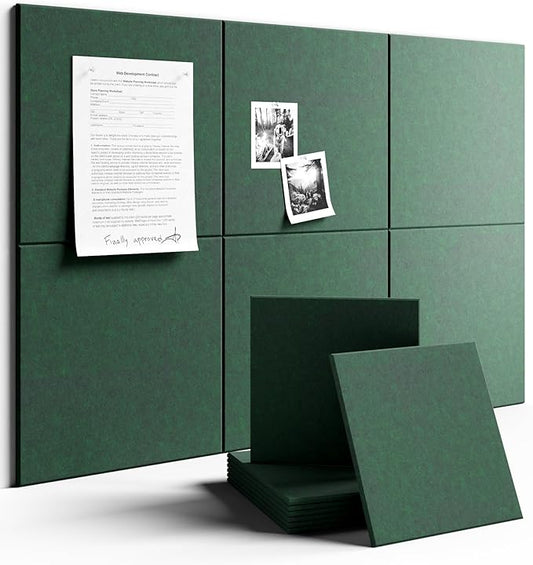 Large Felt Bulletin Board 36" x 24"Cork Board Alternative - 6 Pack with 40 Safe Removable Adhesive Tabs, Cork Boards for Walls Cork Board for Home Office Classroom Pin Board (Aurora Green)