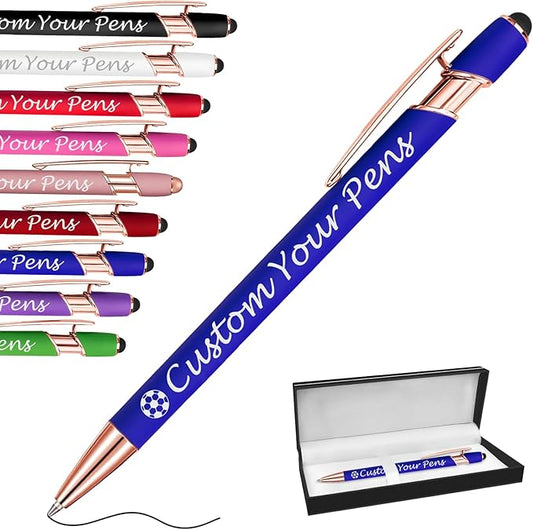 Amlion Personalized Custom Pens with Name Engraved Logo Text,Customized Writing Stylus Pen Promotional Item Gift for Men Women Office Business Wedding-Blue