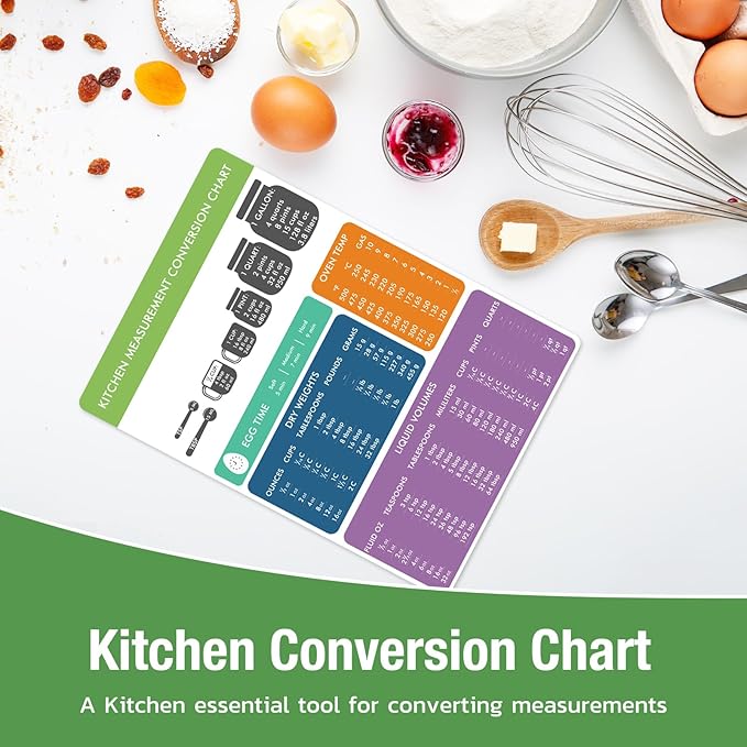 Magnetic Dry Erase Board: Small Fridge Whiteboard, Flexible Refrigerator Magnet White Board, Blank Writing Note Sheet with Kitchen Conversion Chart Magnet, 4 Markers & Eraser - 17 x 11