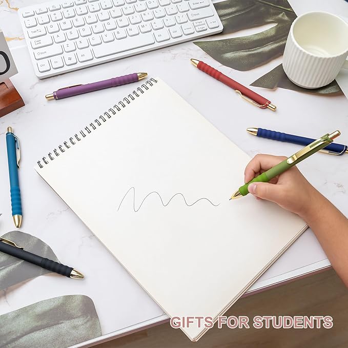 Linbsunne Ballpoint Pens Black Medium Point 1mm Pen with Super Soft Grip Ball Point Pen for Men Women Retractable Pens (Vintage-18 pcs)