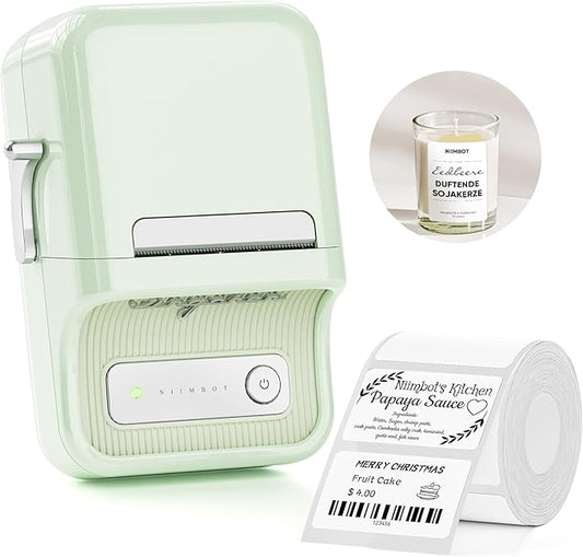 NIIMBOT B21 Label Printer,Bluetooth Thermal Label Maker,Ideal for Home Organization,Business,Ofice,50x30mm Labels,230Pcs(Mint Green)
