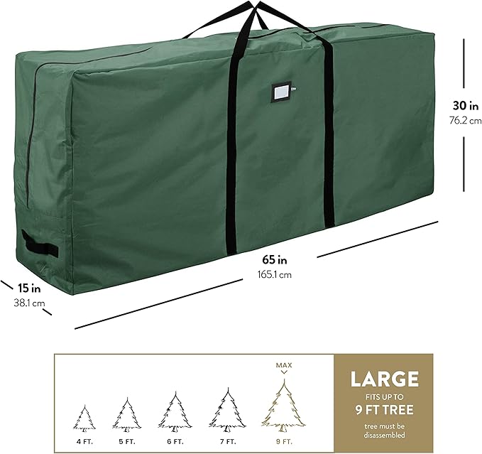Zober Large Christmas Tree Storage Bag - Fits 9 Ft Artificial Trees - Tear Proof 600D Oxford Fabric Waterproof Christmas Tree Bag For Storage Box For Xmas - Strong, Durable Handles - Card Slot - Green