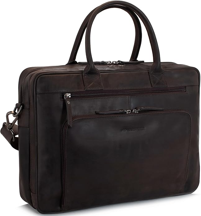 Marc Peter Hamilton Real Leather Business Bag for Men and Women | 15.6 inch Laptop Bag | Shoulder Bag for Men
