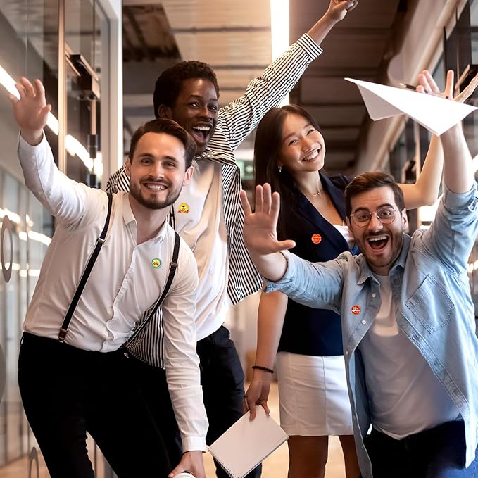 Lyrow 50 Pcs Outstanding Employee of The Month Lapel Pin Excellence Plated Enamel Reward Pin Team Gifts for Employees (Stylish Color)