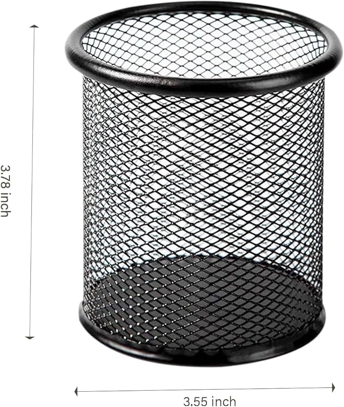 Pen Holder Mesh Pencil Holder Metal Pen Holder Pencil Holder for Desk Office Pen Organizer Black, 8 Pack