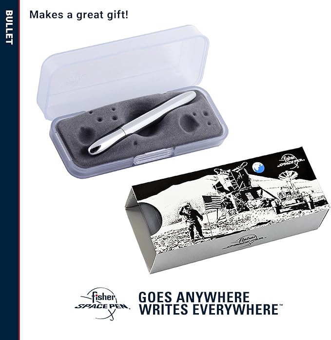 Fisher Space Pen Chrome Bullet Pen, Ballpoint, Brass, Black Ink, Gift Box