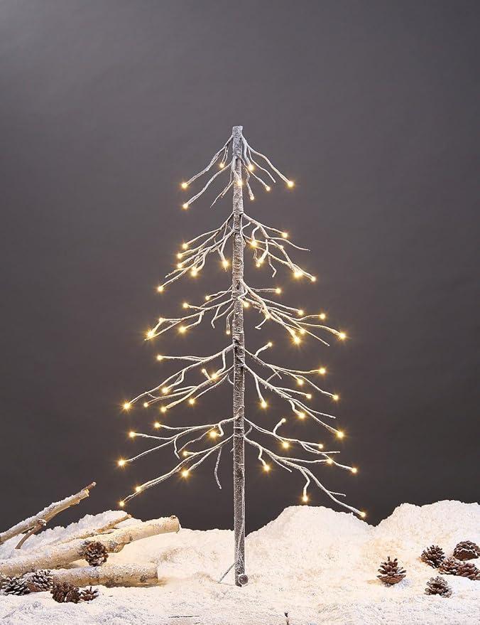 LIGHTSHARE 3 ft. Snowy Fir Tree, 72 LED Lights, for Indoor and Outdoor Use, Warm White, for Home Festival Party Christmas (3FT)
