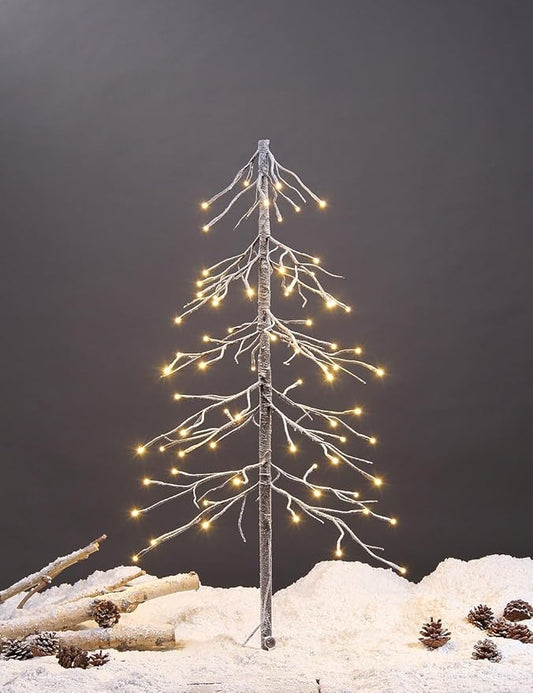 LIGHTSHARE 3 ft. Snowy Fir Tree, 72 LED Lights, for Indoor and Outdoor Use, Warm White, for Home Festival Party Christmas (3FT)