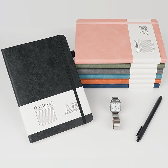 Notebooks Journal for Women Men 12 Pack Bulk Leather Hardcover with Pen Holder A5 160 Pages 100 GSM Thick Paper for Work School Lined Gray