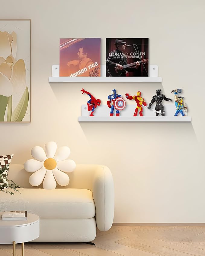 Magnetic Book Shelf for Whiteboard, Reusable Metal Magnetic Bookshelves with Strong Adsorption Capacity, 2-Pack 17'' for Classroom Whiteboard Office & Fridge Storage, Holds up to 12.5 lbs