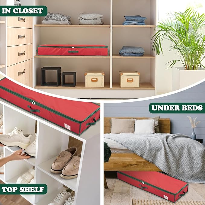 Wrapping Paper Organizer Storage for Christmas Gifts Wrapping Paper Storage, 600D Oxford Fits Ribbon, Ornaments, Holiday Accessories Flexible Partitions and Pockets （Black）