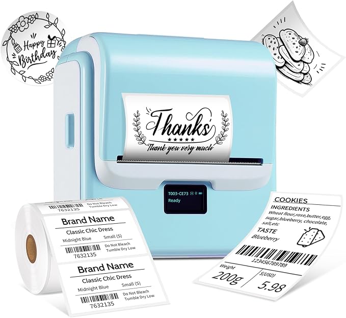 ORGSTA Label Maker Machine with Tape, T003 Thermal Label Maker, 2 Inch Bluetooth Label Printer Compatible with Phone & PC, Sticker Printer Barcode Thermal Maker for Small Business, Home, School