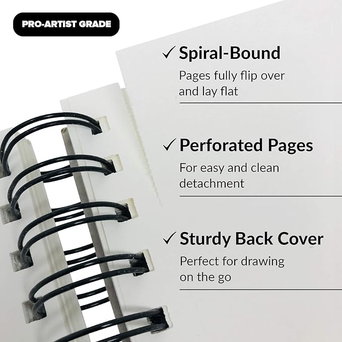 Marker Sketch Book Pack, 9 x 12 Inches Spiral-Bound Sketchpad, 2 Pads, 100 Sheets, 65lb Paper for Drawing and Markers, Ideal for Adults and Artists
