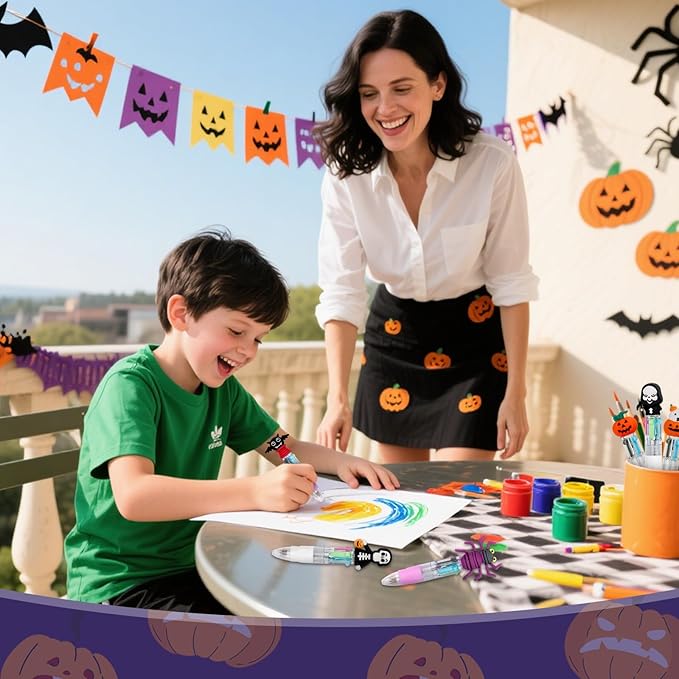 CZWZ 30Pcs Mini Multicolor Pens in One 4-in-1 Cute Pens Bulk for Kids, Ballpoint Pen for Birthdays and Children's Parties, Fun Gifts Assorted Ink Kawaii Pen(Halloween)